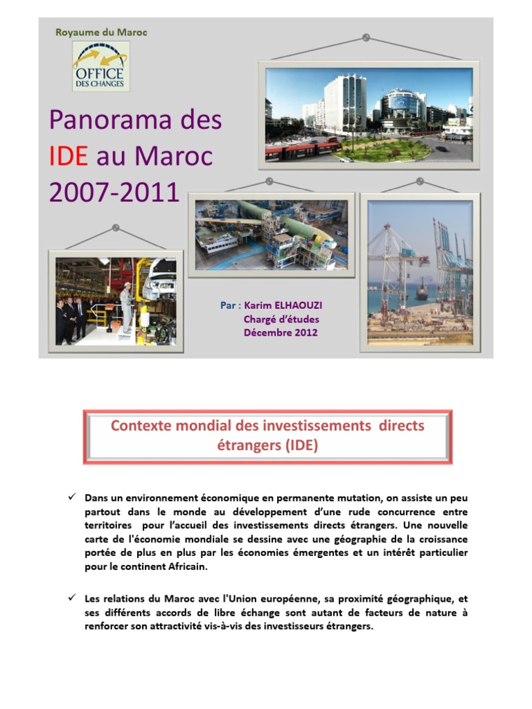 IDE au Maroc : Analyse 2007-2011 | PDF | Maroc | Union européenne