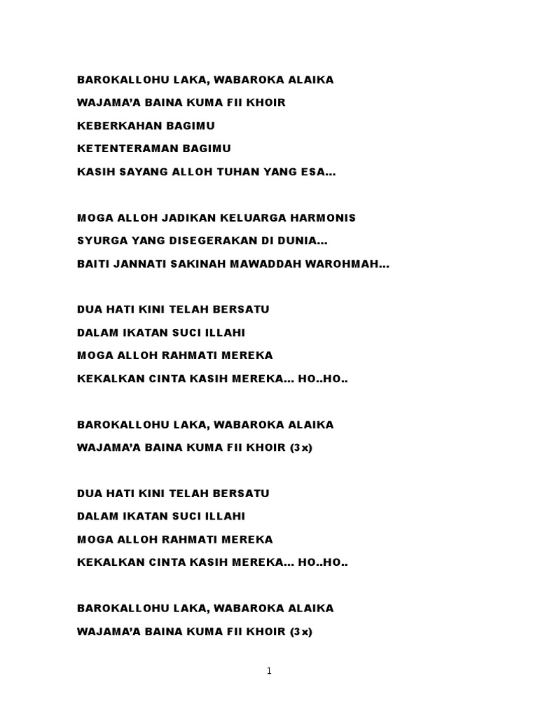 Lirik Hawari Doa Pengantin