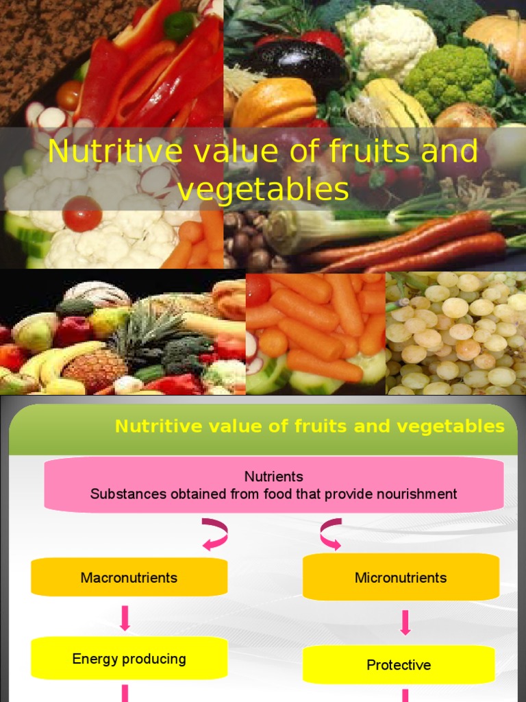 Nutritive value of fruits and vegetables Nutrition Vitamin