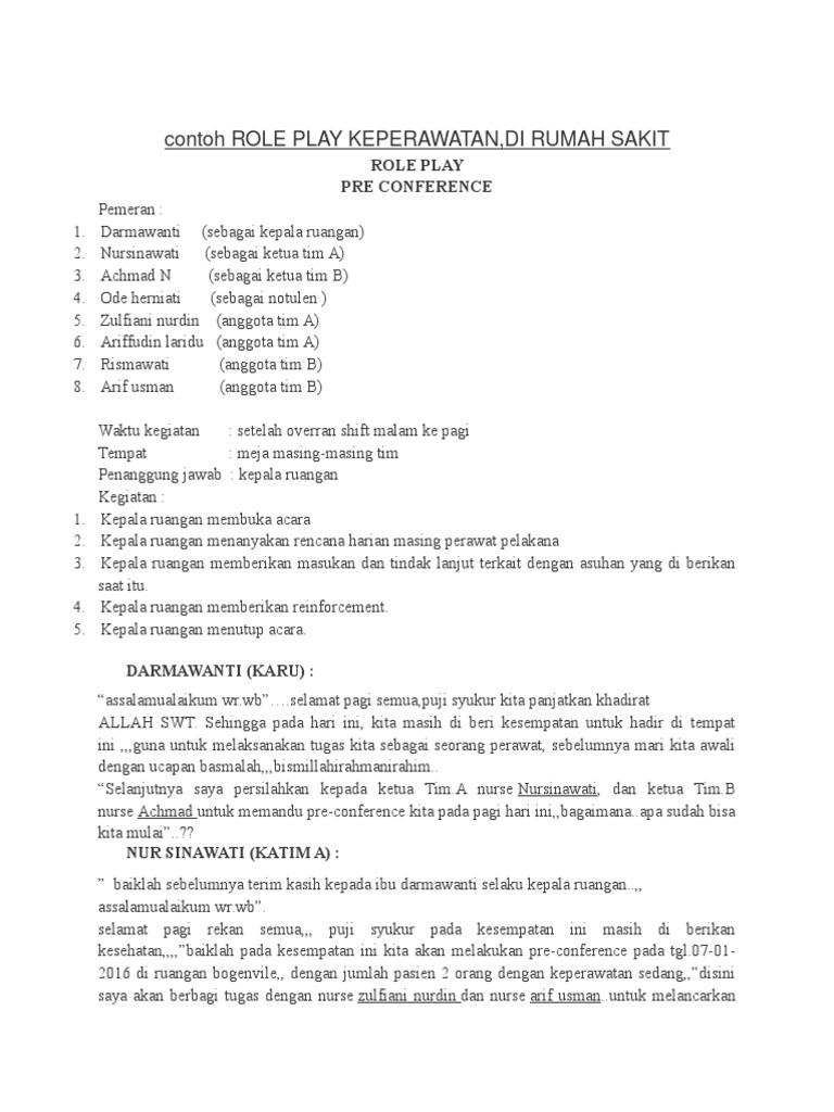 Contoh Role Play Keperawatan | PDF
