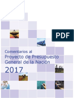 Comentarios Al Presupuesto General de La Nación 2017