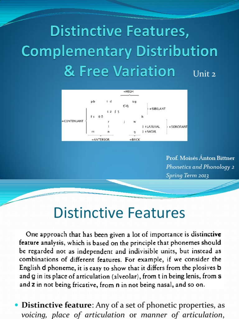 Distinctive Features Complementary Distr | PDF | Phoneme | Phonology