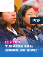 D.S. #29850 "Plan Nacional para La Igualdad de Oportunidades"