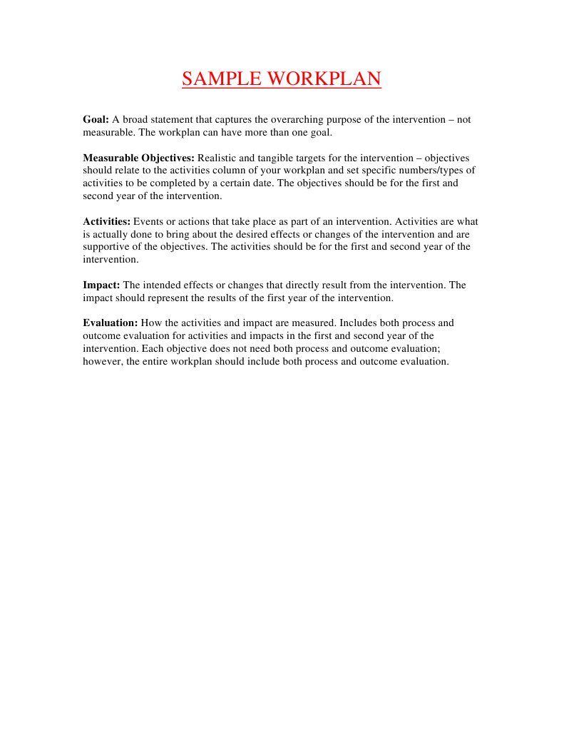 Sample Workplan | PDF | Preventive Healthcare | Health Professional