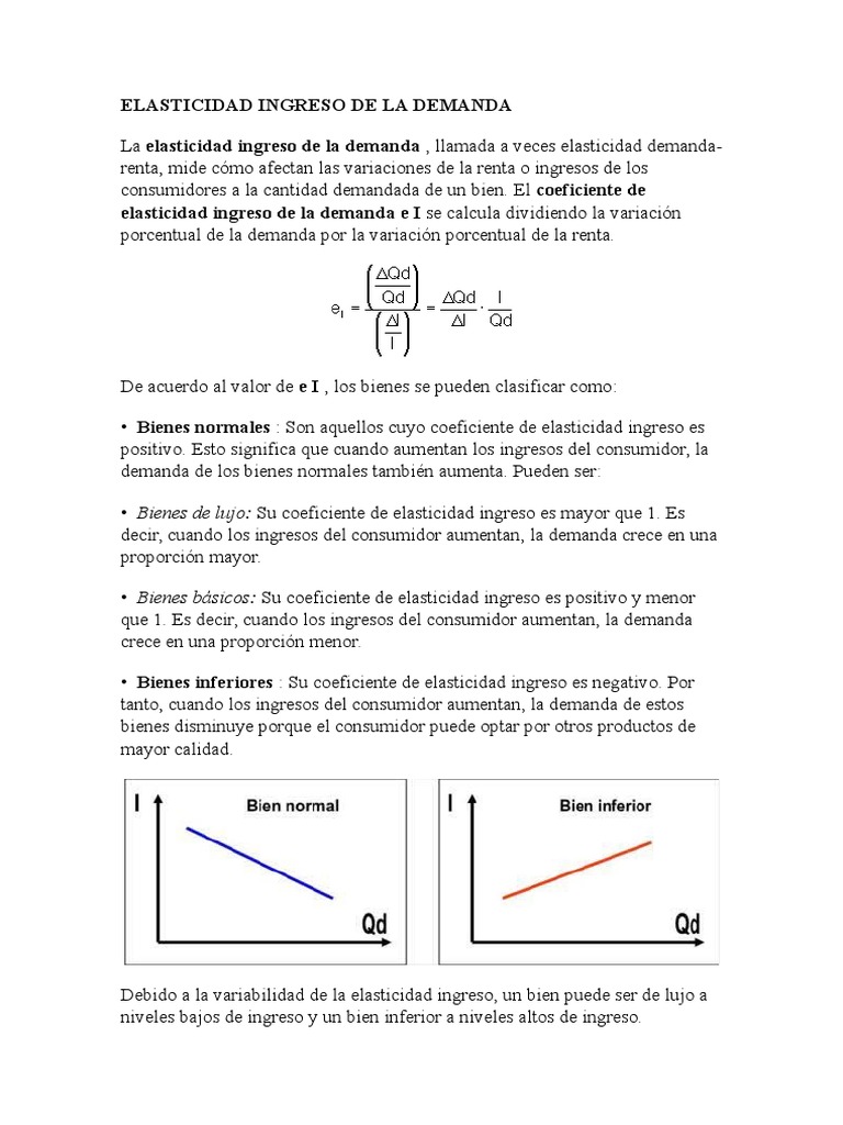 Elasticidad Ingreso de la Demanda | PDF | Elasticidad (economía ...