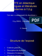 Les Tfe en Didactique Des Langues Et Littératures Modernes À L'Ulg