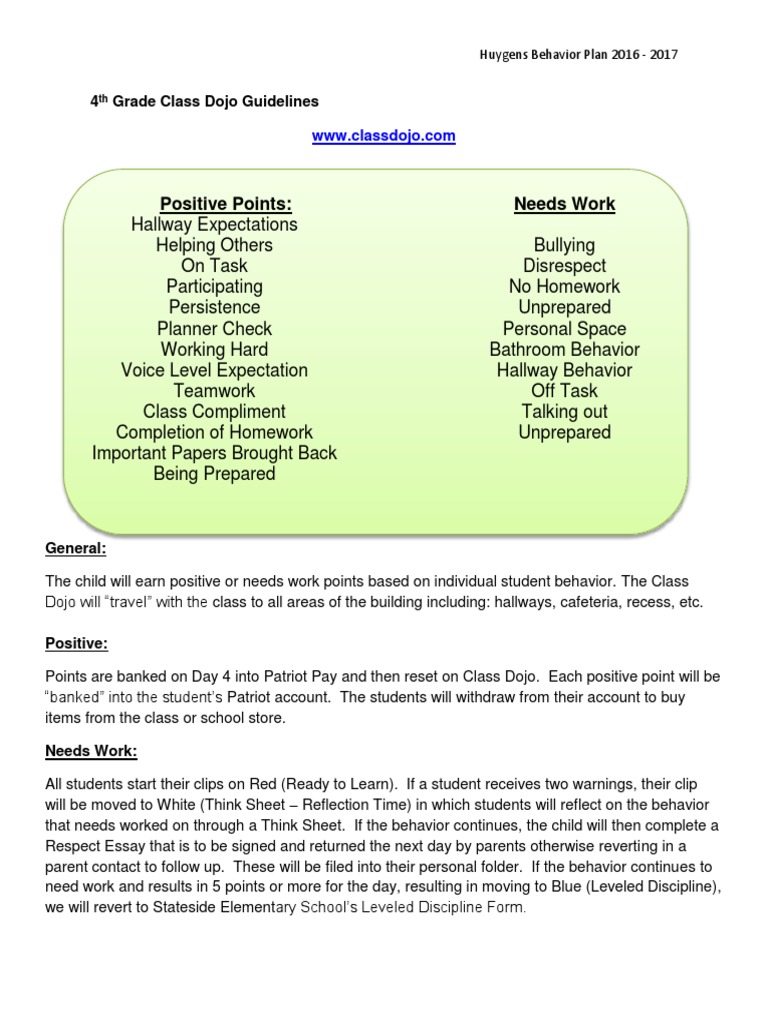 class dojo expectation think sheet respect essay  