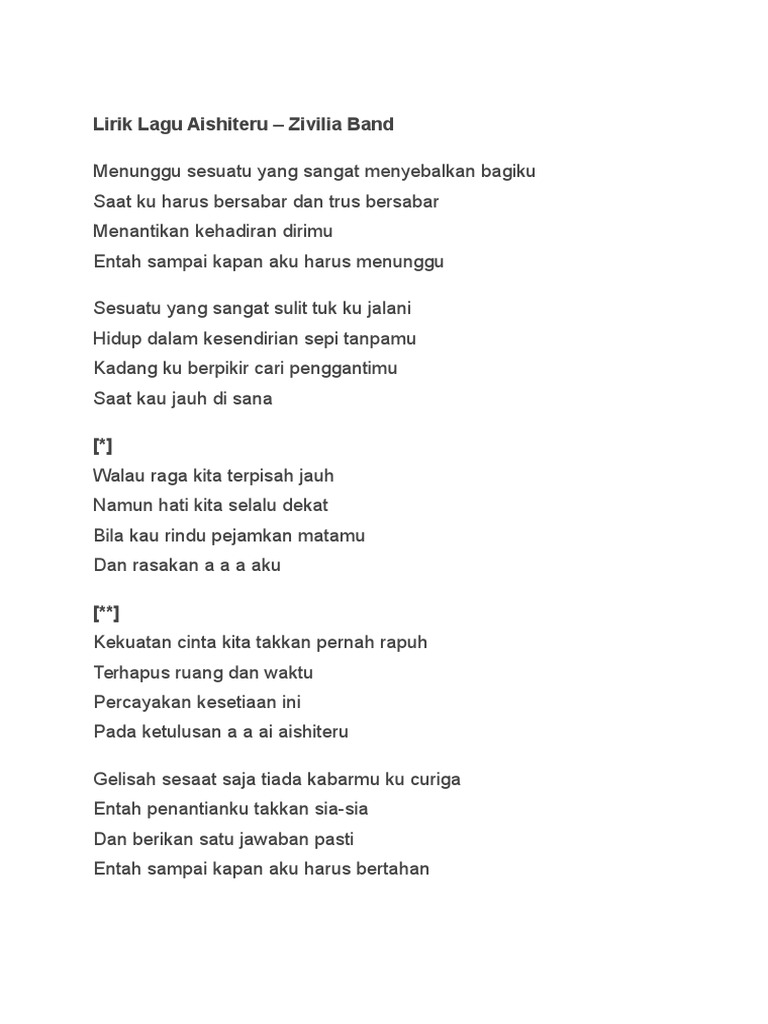 Lirik Lagu Aishiteru