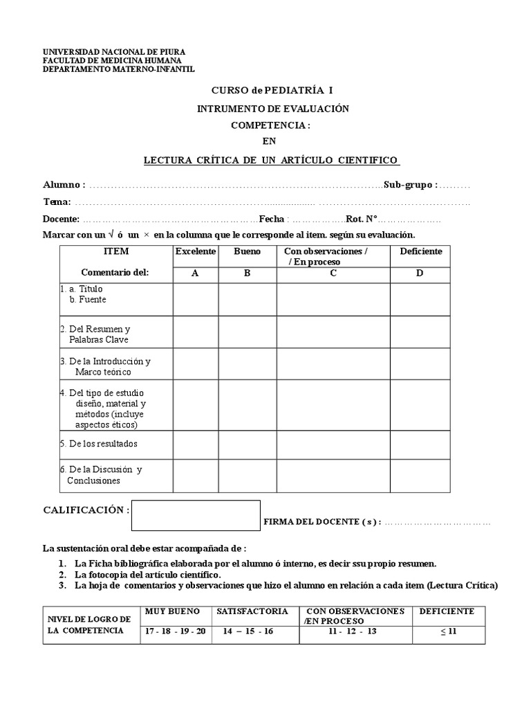 Ficha Lectura Critica de Un Articulo Cientifico Diseño