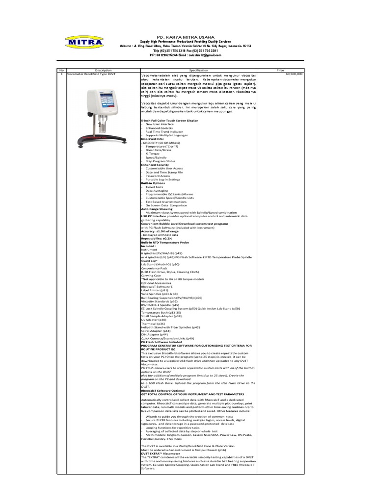 Brookfield Brochure PDF USB Viskositas