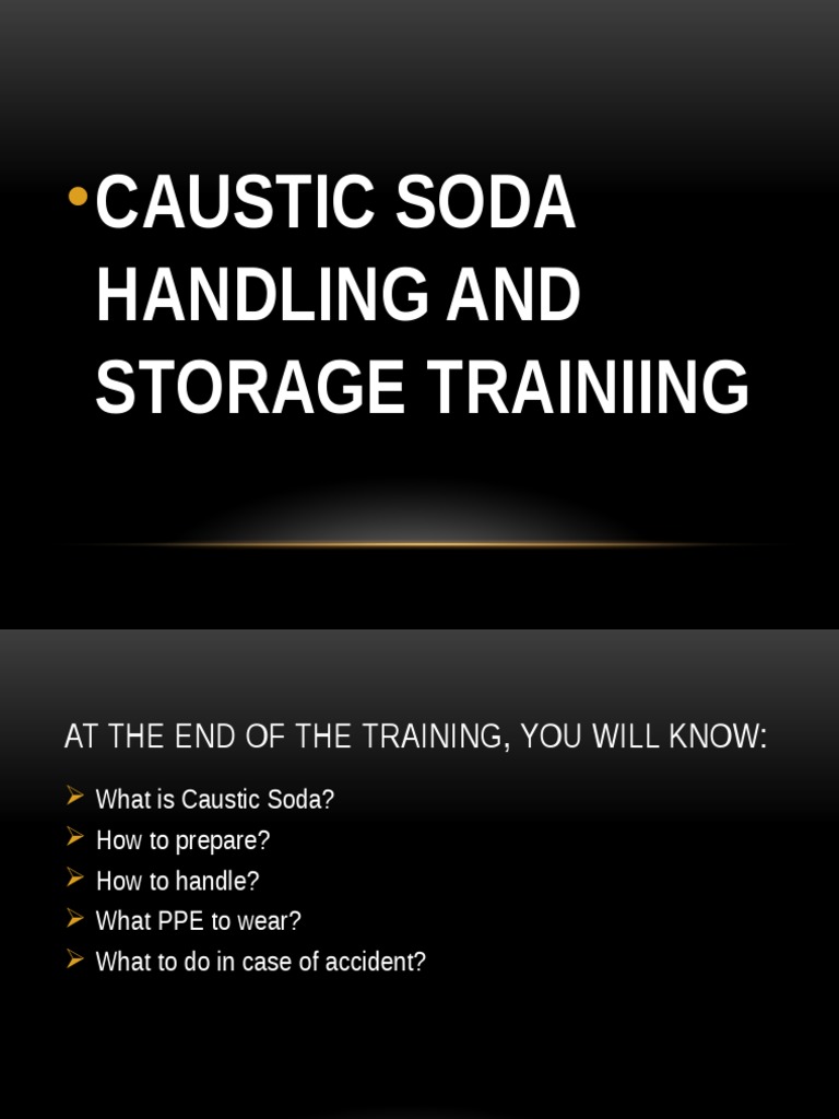 Caustic Soda Storage and Handling Training PDF Sodium Hydroxide