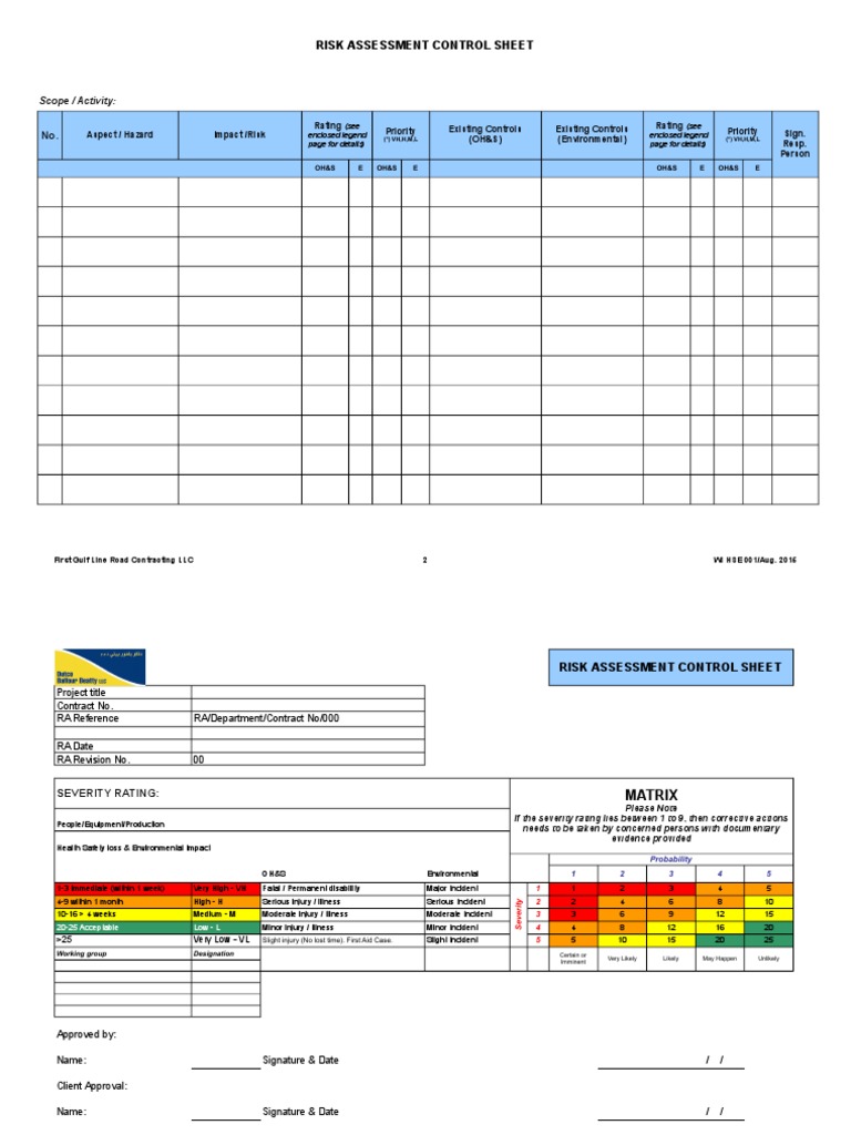 WI HSE 001 - Risk Assessment.xls | Risk Assessment | Risk