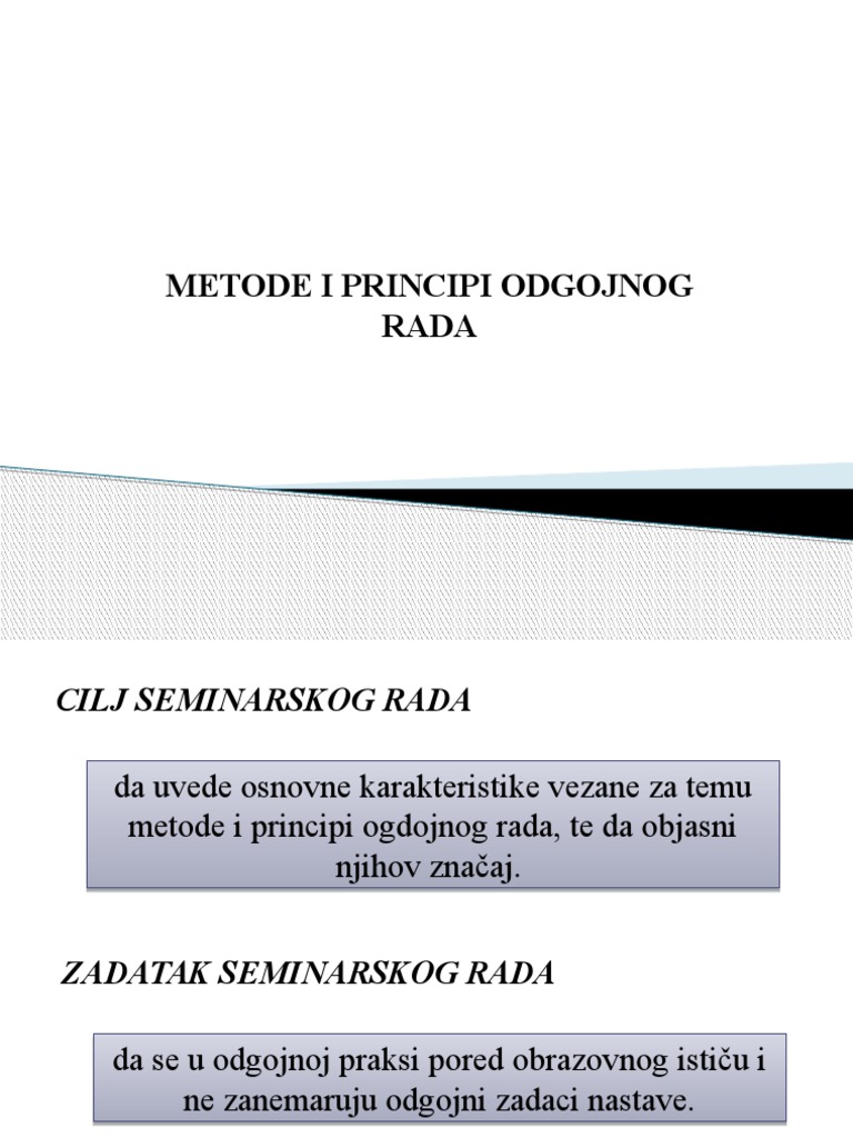 Metode I Principi Odgojnog Rada | PDF