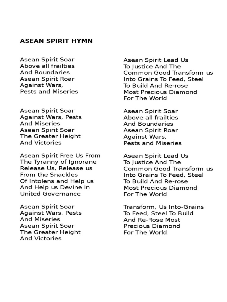 Asean Spirit Hymn | PDF