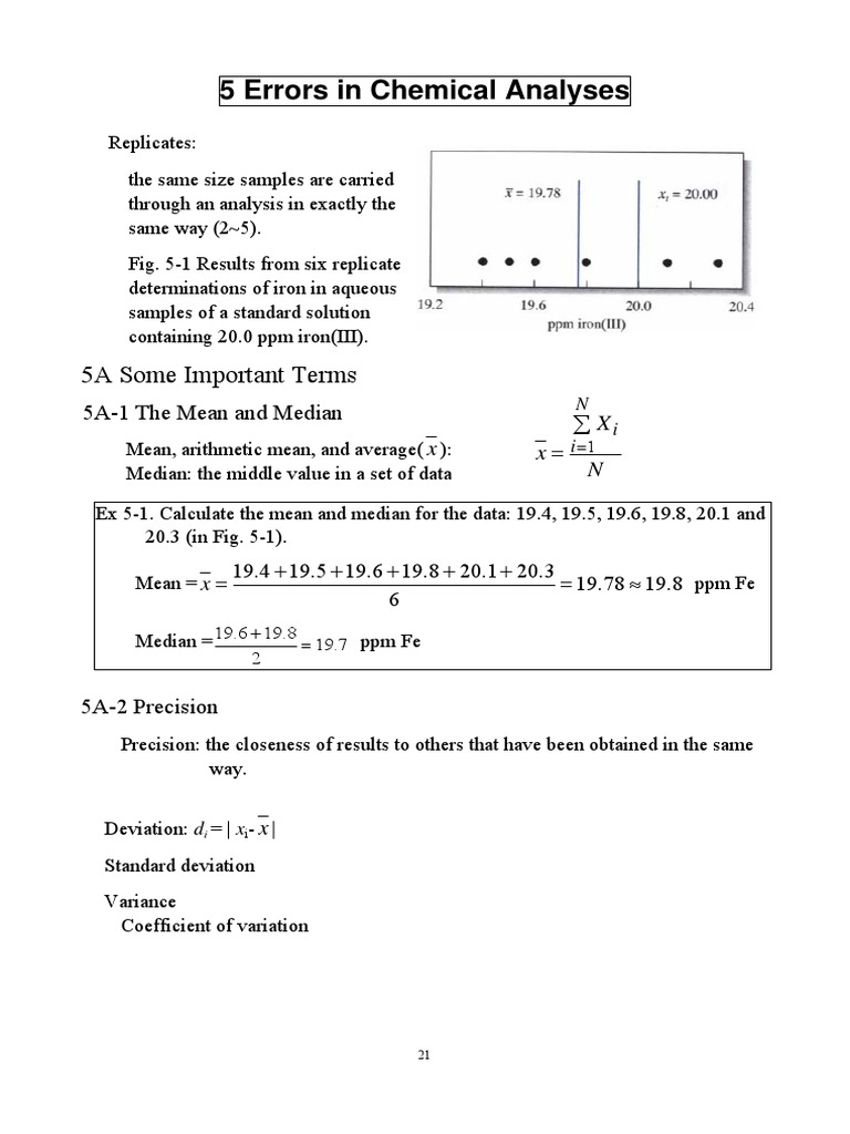 5 Errors in Chemical Analyses: 5A Some Important Terms | PDF | Errors ...