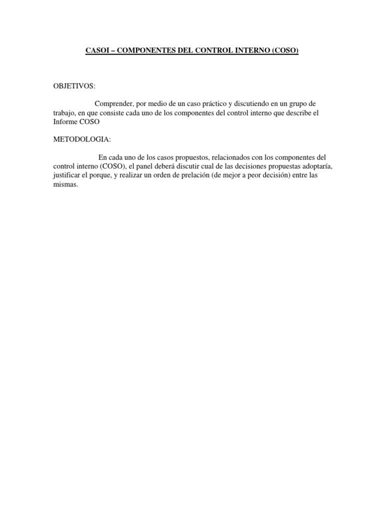 Componentes del Control Interno COSO | PDF | Toma de decisiones ...