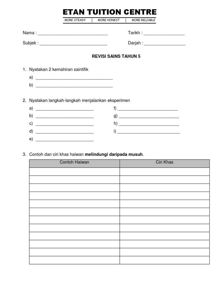 Sains Revision Standard 5 2020 Sains Revision Standard 5 2020