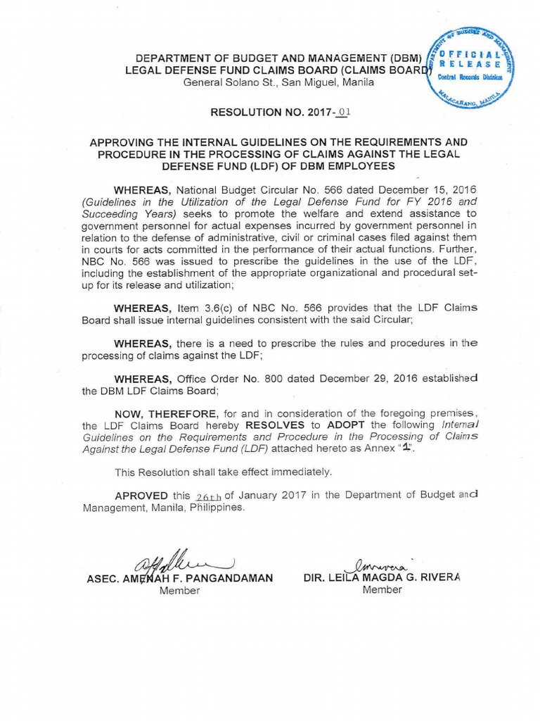 Resolution No. 201701 Lawyer Attorney's Fee