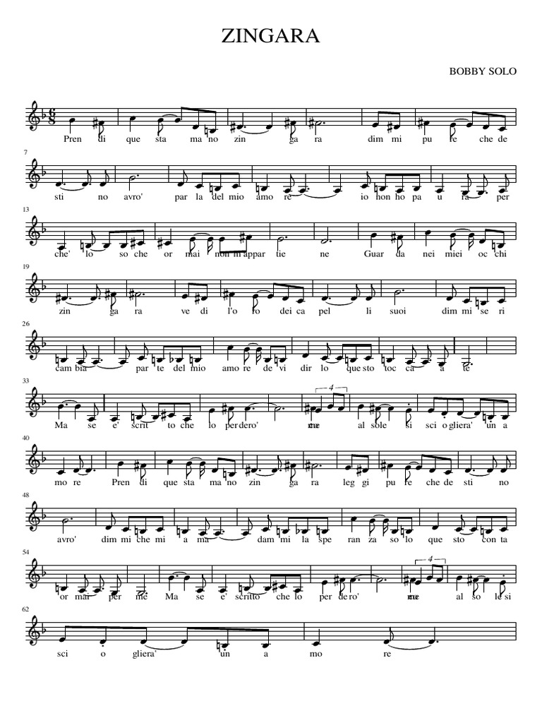 ZINGARA - Iva Zanicchi - Sheet Music