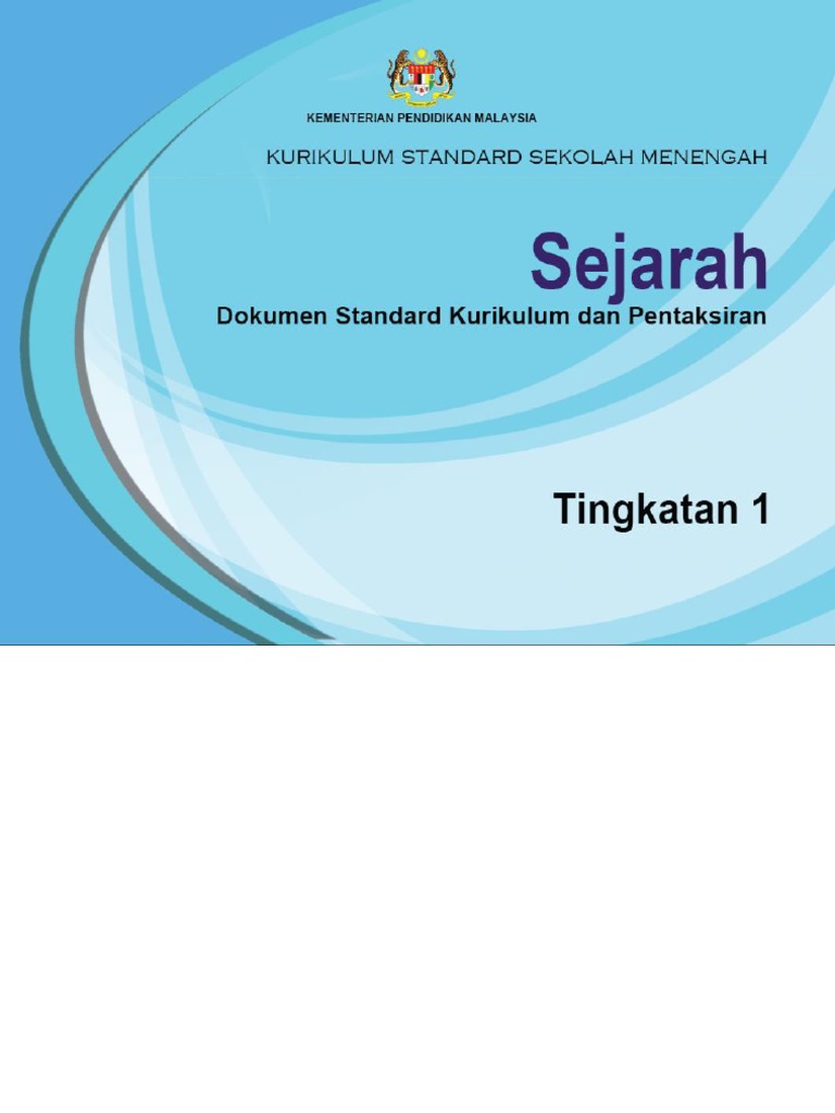 DSKP Sejarah KSSM Tingkatan 1