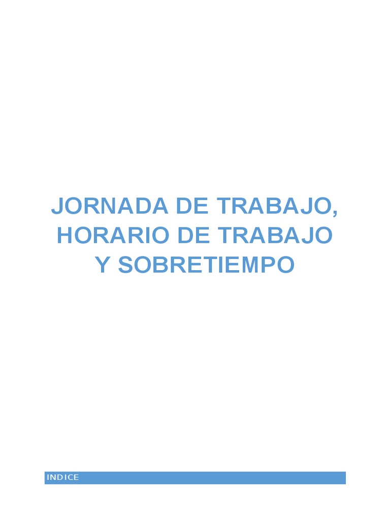Jornada de Trabajo Horario y Sobretiempo | PDF | Tiempo de trabajo ...