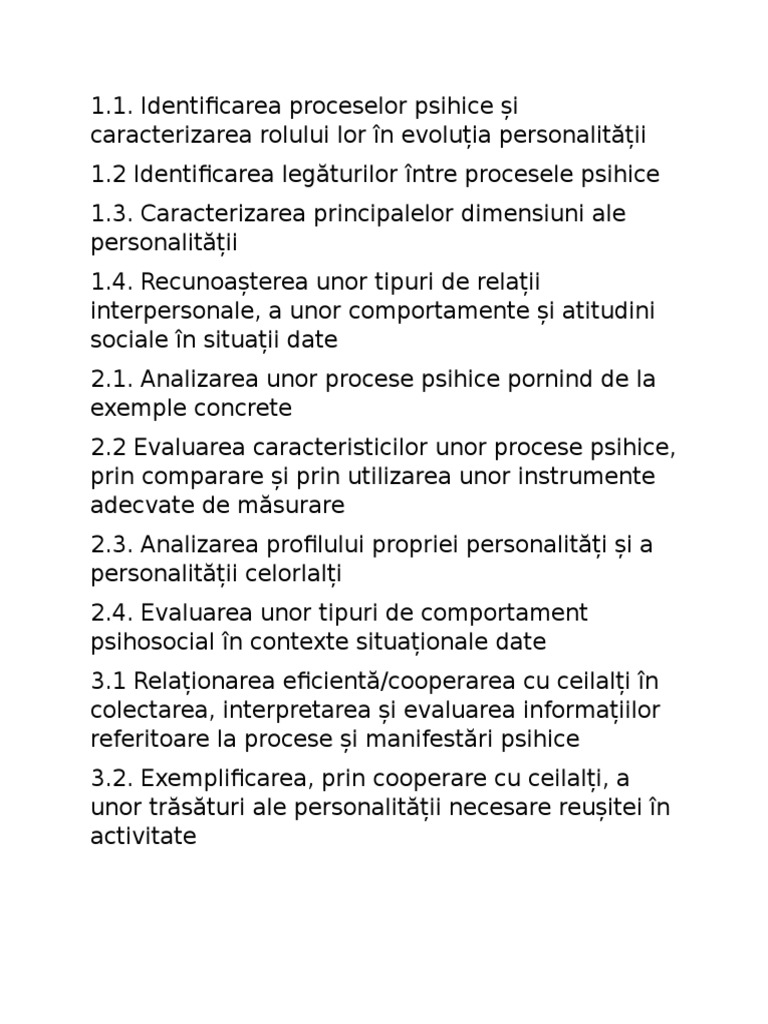 Competente Specifice Psihologie 2017 | PDF