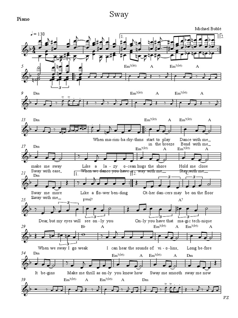 Sway (Michael Buble) PIANO | PDF | Loisirs | Divertissement (Général)