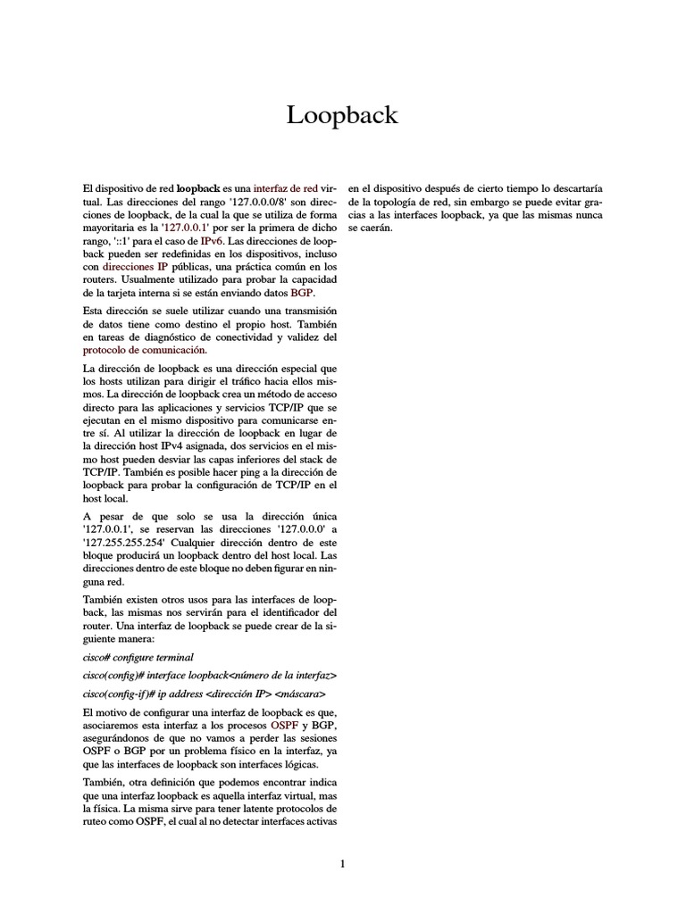 LOOPBACK | PDF | Redes | Protocolos de internet