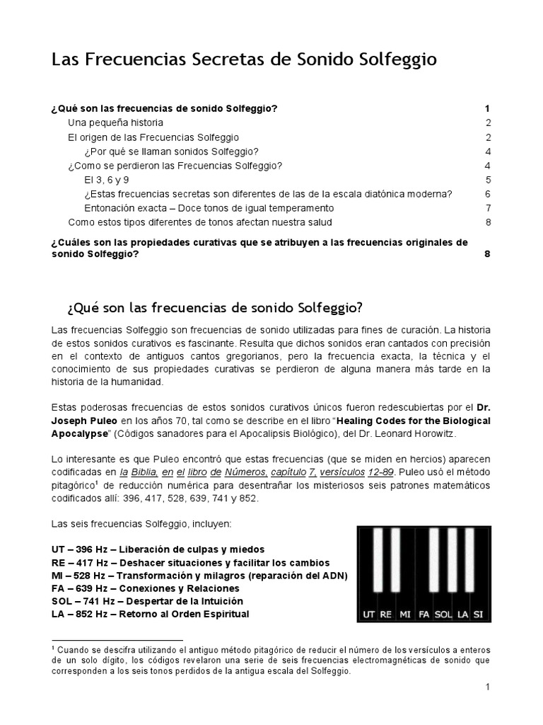 Frecuencias Curativas de Solfeggio | PDF | Escala (música) | Sonido