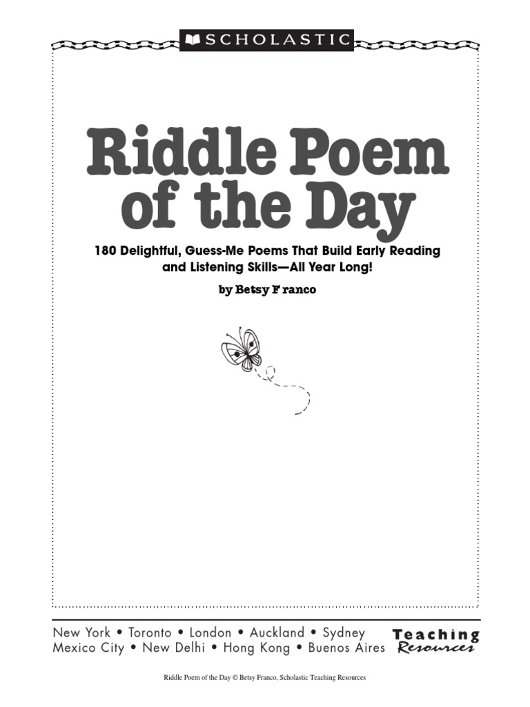 Riddle Poem of The Day PDF Riddle Critical Thinking