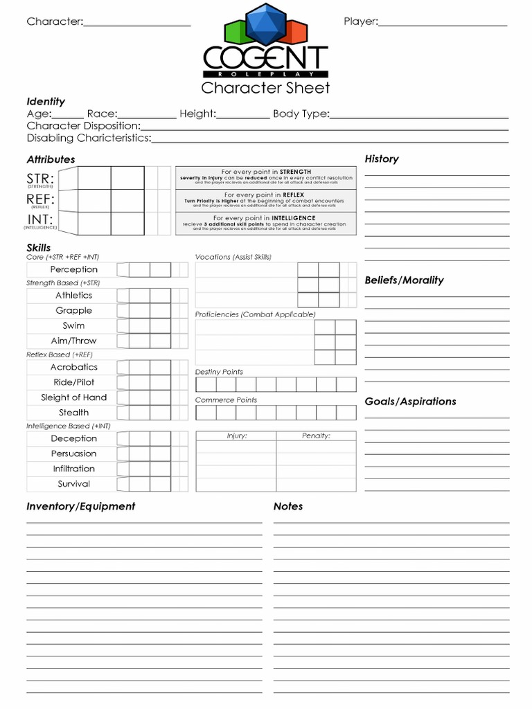 Cogent RP - Character Sheet