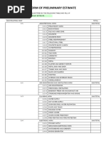 Form of Preliminary Estimate