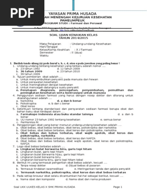 Ukk Undang Undang Kesehatan Kelas X Farmasi