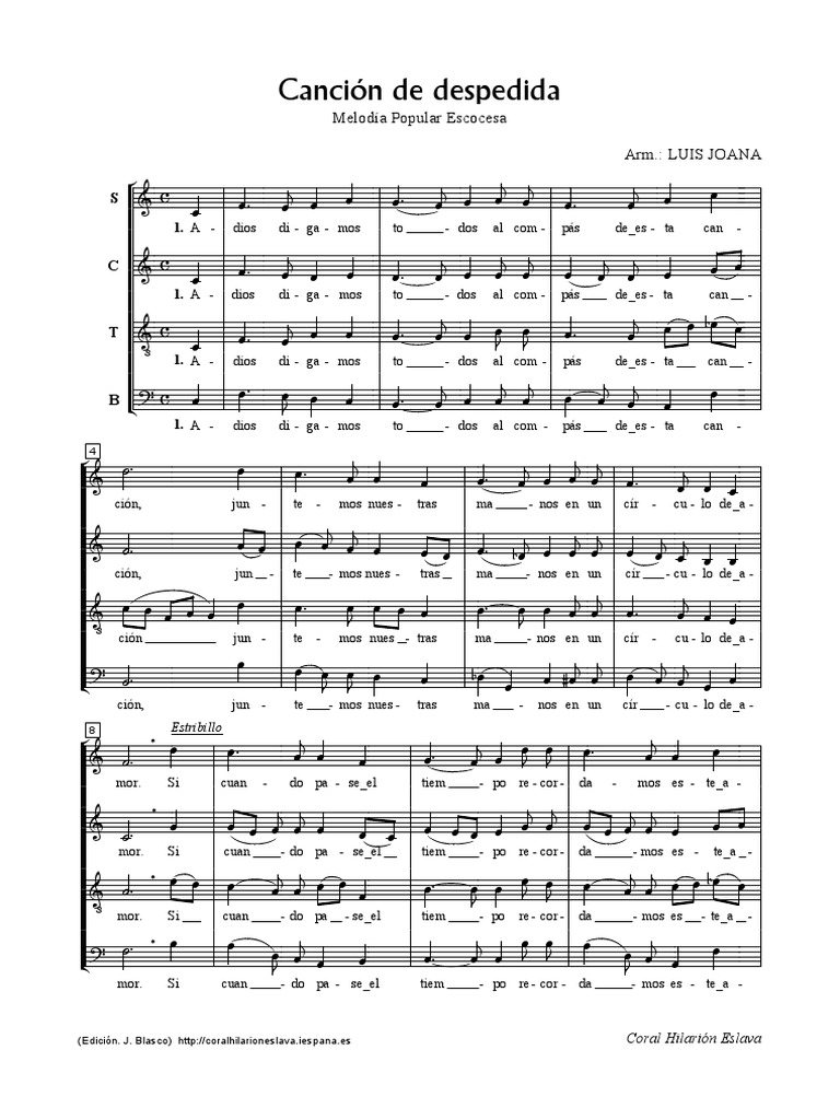 Canción De Despedida Pdf Loisirs