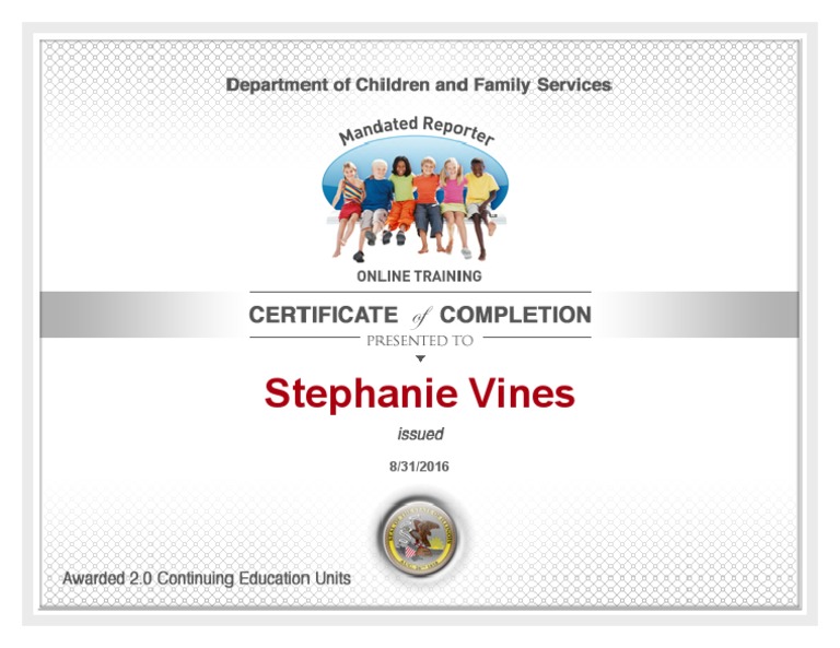 Dcfs Training Certificate | PDF