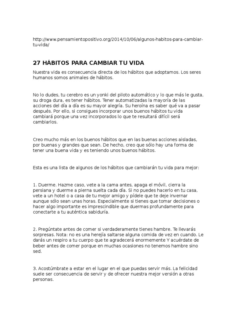 27 Hábitos para Cambiar Tu Vida | PDF | Vida