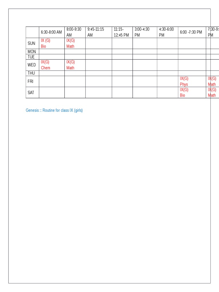 Routine - Ix (G) | PDF