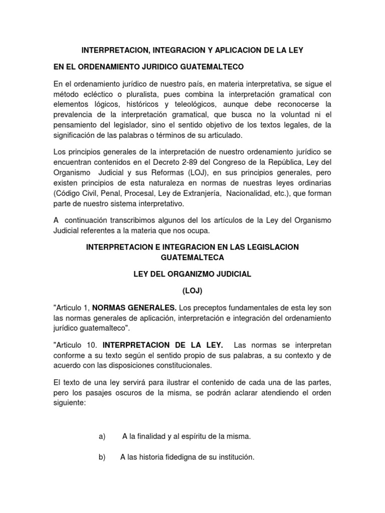 Interpretación de la Ley en Guatemala | PDF | Juez | Ley estatutaria