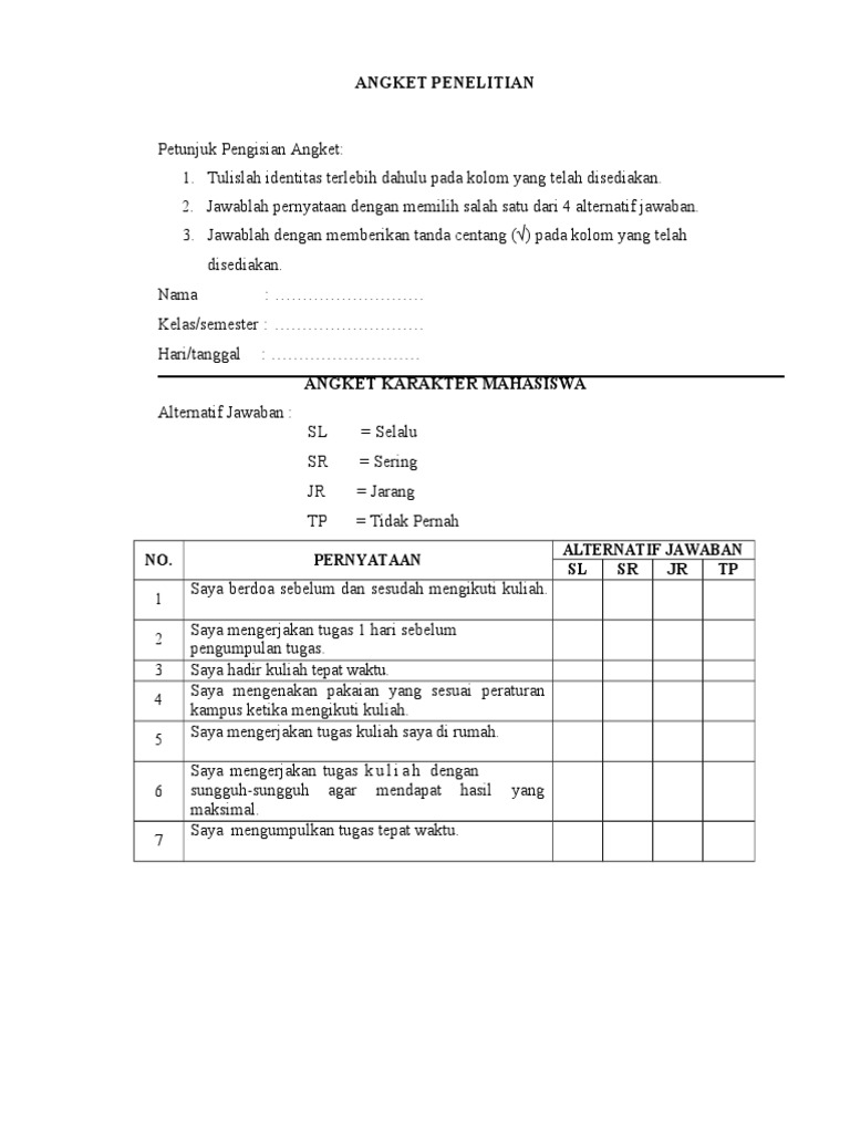 Angket Penelitian | PDF