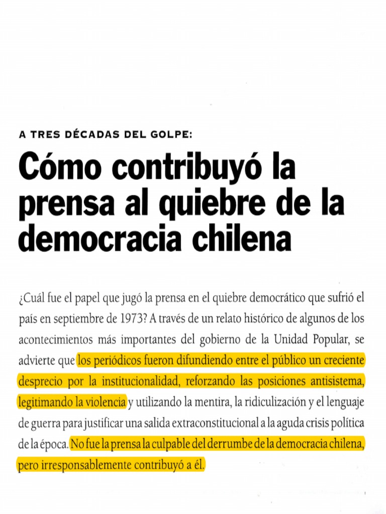 Prensa y quiebre de la democracia en Chile | PDF | Chile | Publicación