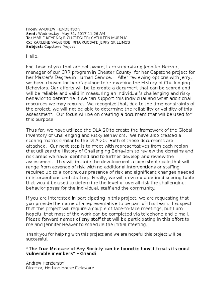 Capstone Email Dialogue | PDF | Educational Assessment | Risk