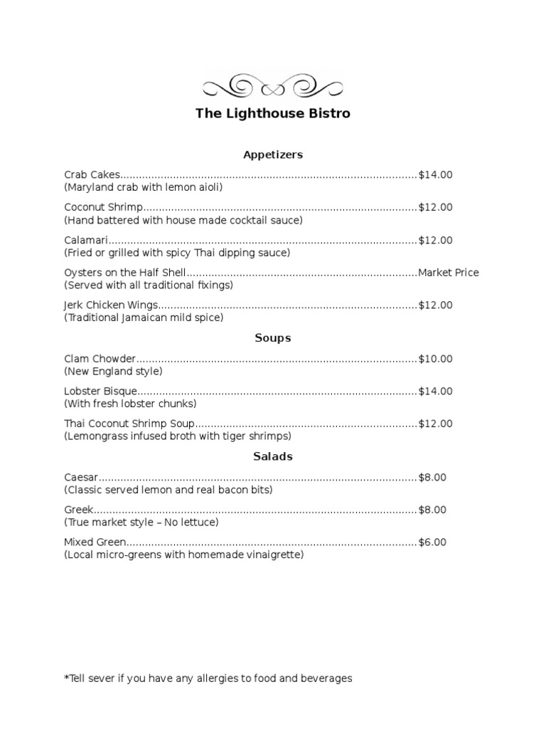 the lighthouse bistro Drink Foods