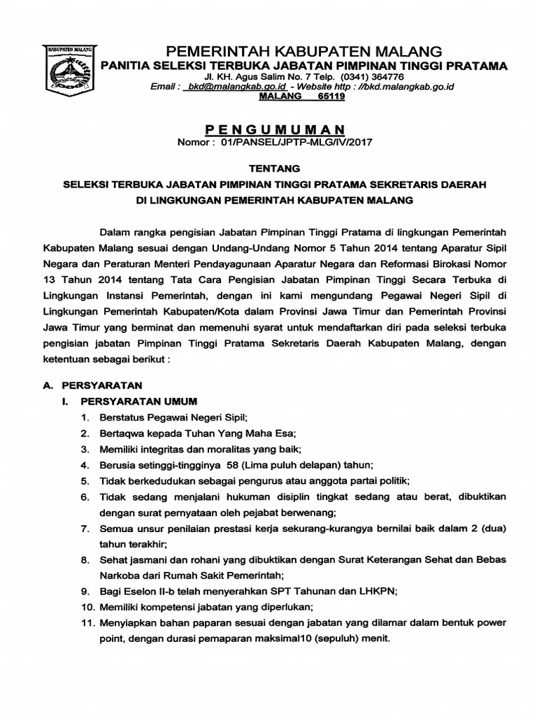 BKD Kabupaten Malang | PDF