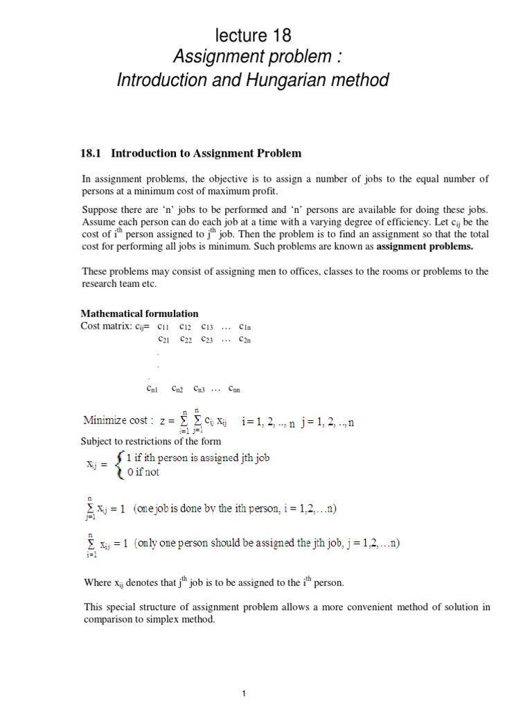 Assignment Problem | PDF | Computational Science | Computer Programming