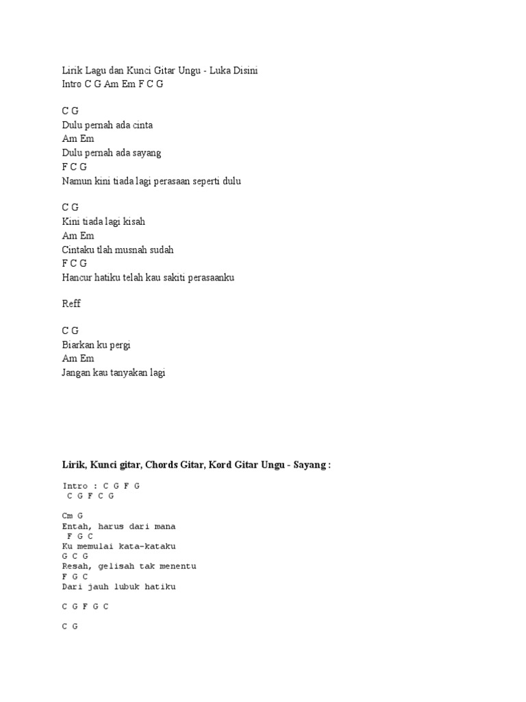 Lirik Lagu Ungu Terkini Banget