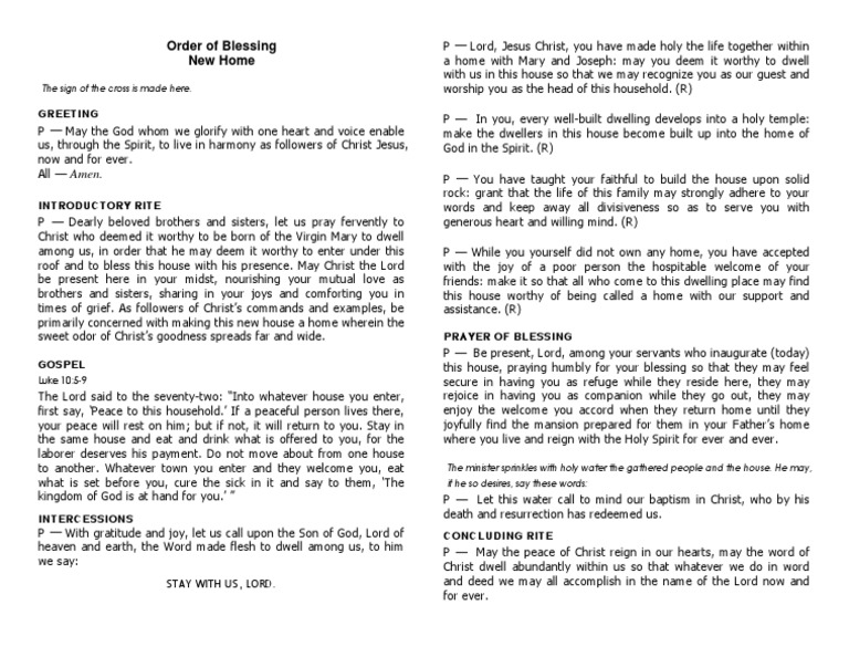 New Home Blessing Ceremony Guide | PDF | Jesus | Blessing