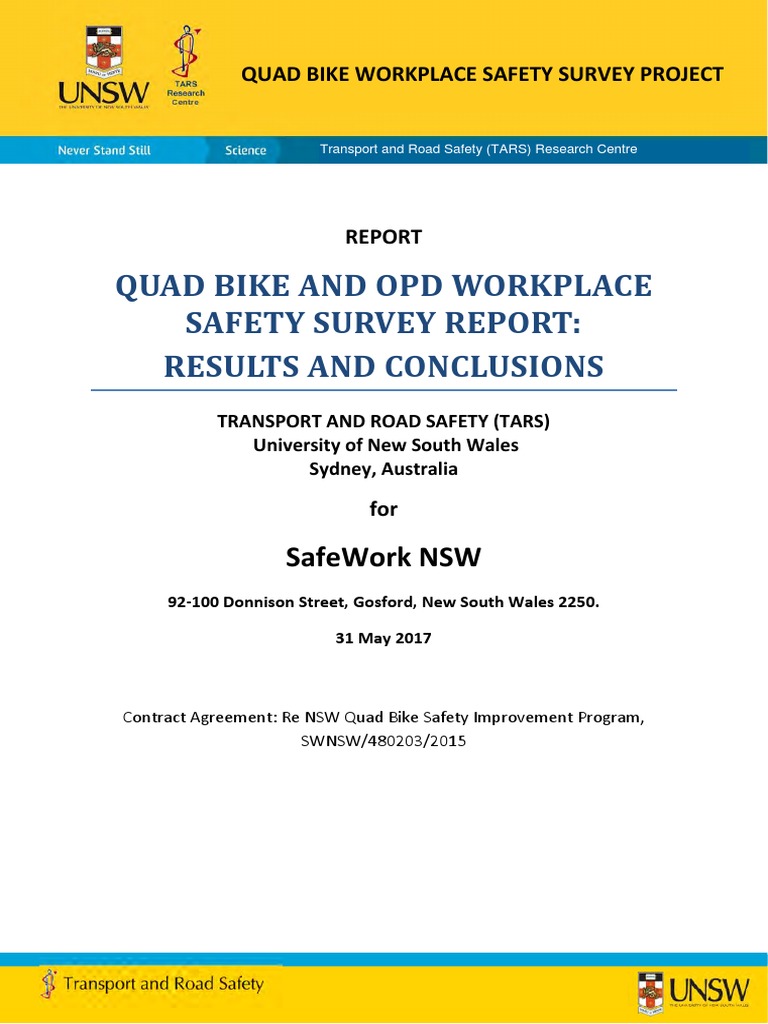 Quad Bike and OPD Workplace Safety Survey Report. | PDF | Survey ...