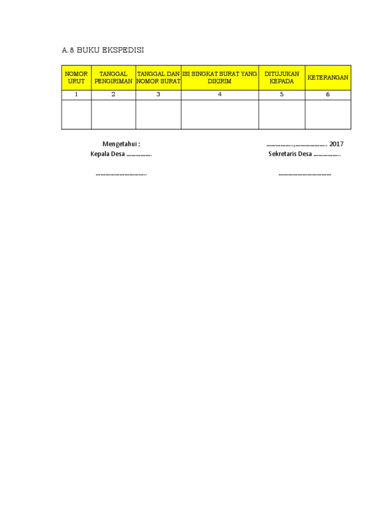Contoh Format Buku Ekspedisi Excel