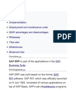 Development Implementation Deployment and Maintenance Costs ERP Advantages and Disadvantages Releases See Also References External Links