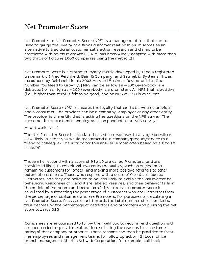 Net Promoter Score | PDF | Psychological Concepts | Communication